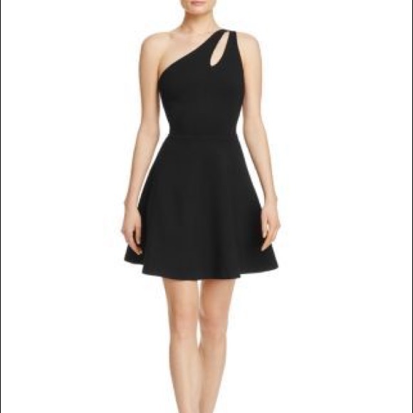 one shoulder fit and flare dress